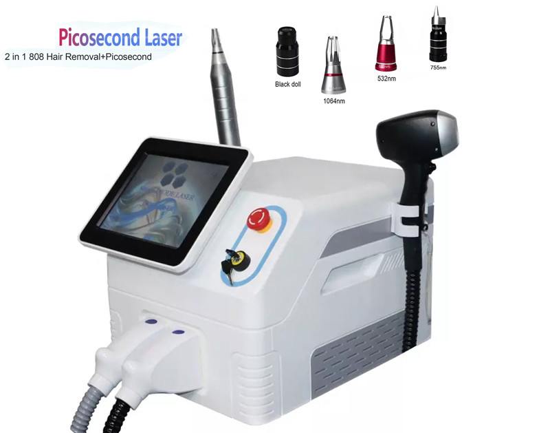 2 Dioden-Laser-Haar-Abbaudem system in der 1 Picosekunden-Laser-Tätowierungs-Abbau-Maschinen-808nm